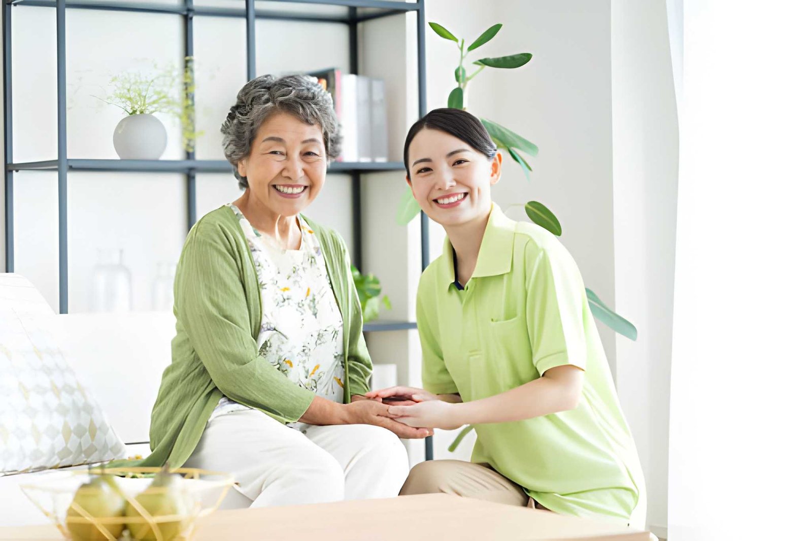 Smiling elderly woman at home